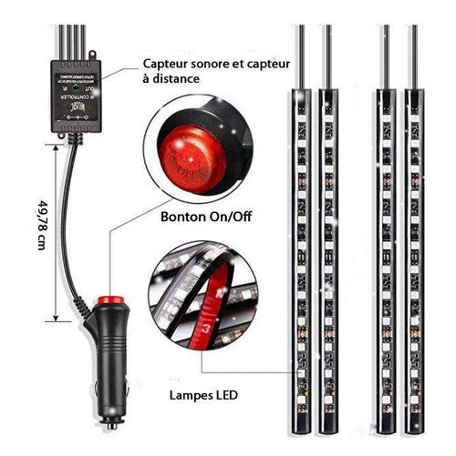 Eclairage LED Multicolore pour Intérieur de Voiture
