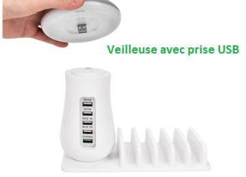 Socle de Chargement Rapide Multi-port & Lampe (5 ports)